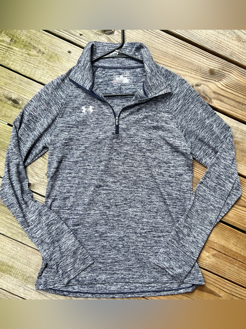 Under Armour Small Woman’s Heather Gray / Navy Quarter-Zip Performance Top